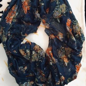 Blue floral infinity scarf